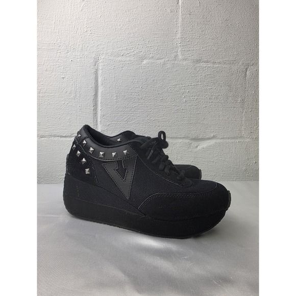 Volatile Shoes - Volatile Expulsion Y2K Shoes Women's 7.5 Black Suede Studded Platform Sneakers‎